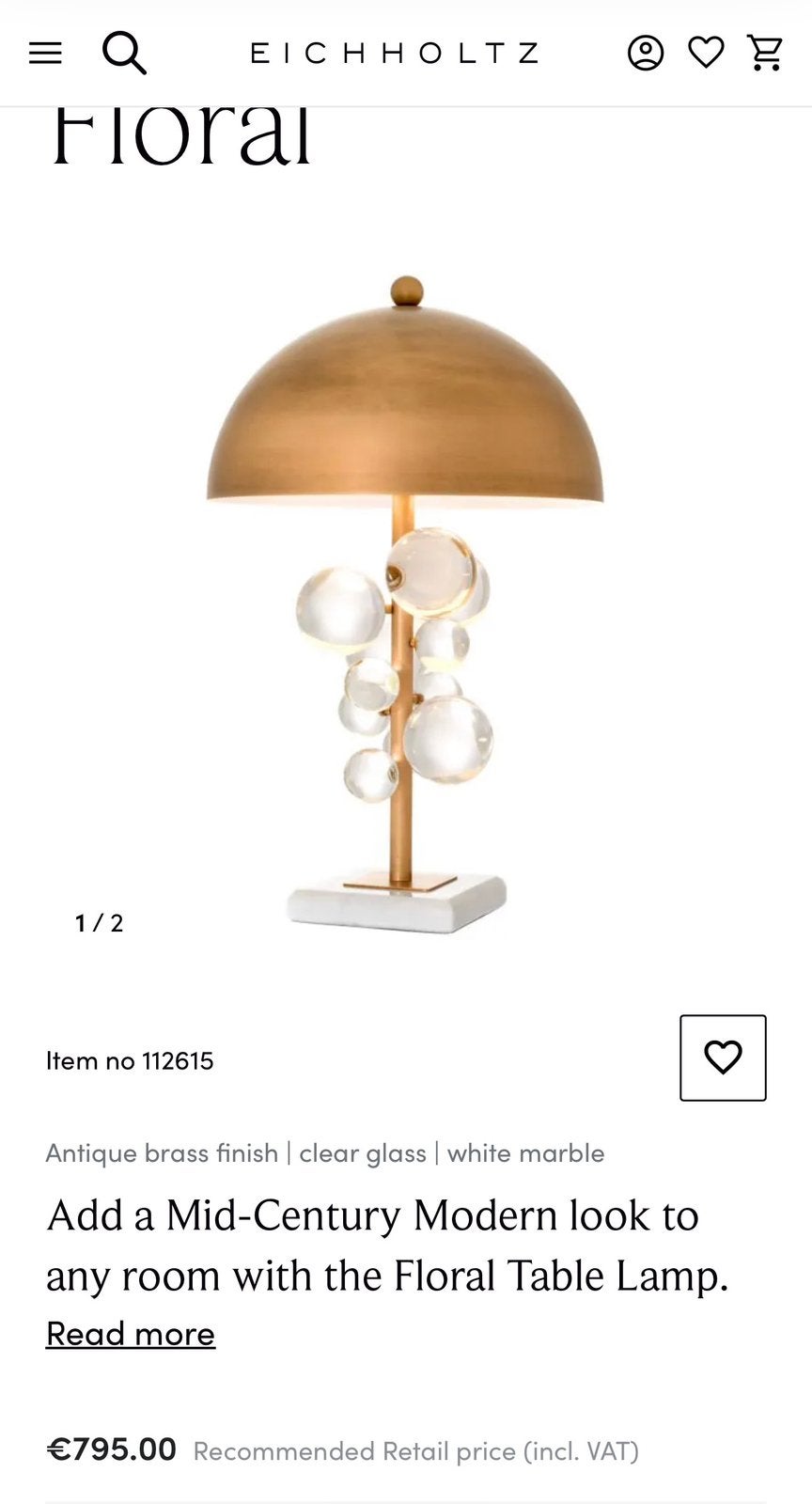 Eicholtz lamp, Ophalen, Zo goed als nieuw