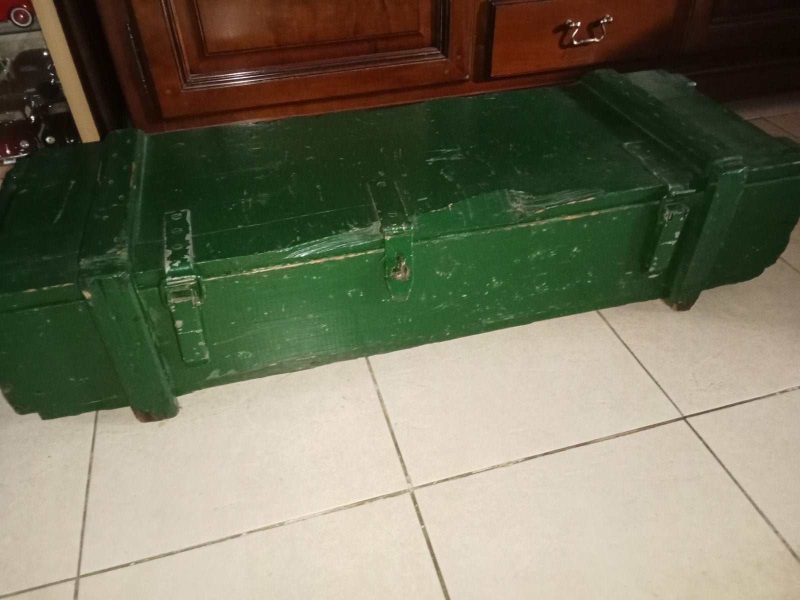 Vintage Groene Houten (munitie)Kist - 100x20x38 cm, Huis en Inrichting, Ophalen, Minder dan 50 cm, 100 tot 150 cm, 5 – 50