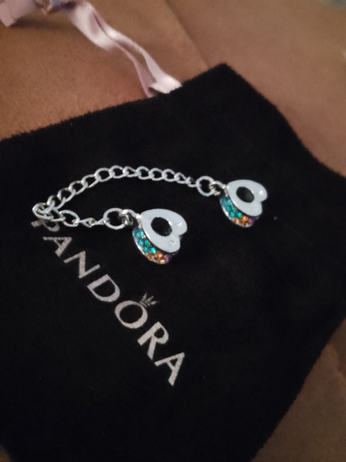 bedelketting met strass, Sieraden, Tassen en Uiterlijk, Bedels, Pandora, Ophalen of Verzenden, Zo goed als nieuw, 2 of 3 bedels