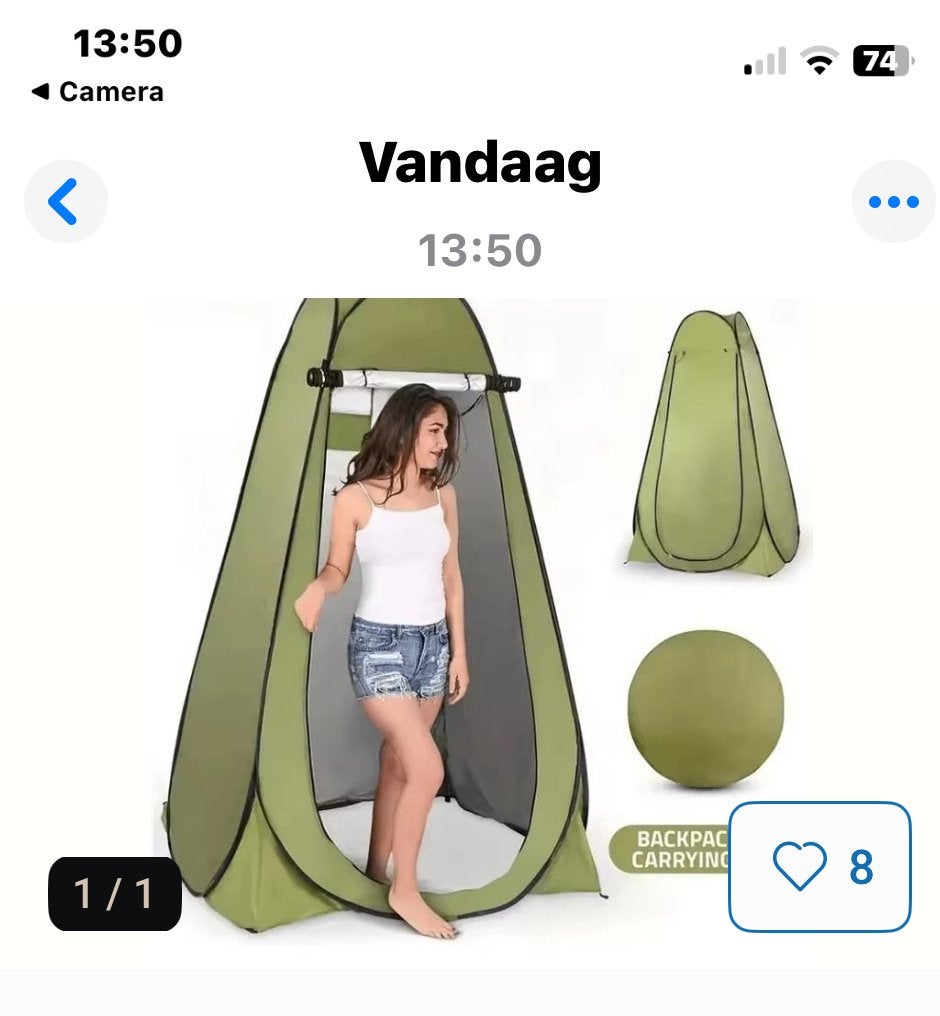 Quechua Douche/Toilet Tent (Pop-up) met Grondzeil, Ophalen, Zo goed als nieuw