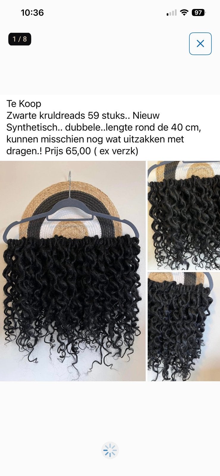 Nieuwe zwarte kruldreads dreadlocks AFGEPRIJSD!!, Ophalen of Verzenden, Nieuw, Pruik of Haarverlenging