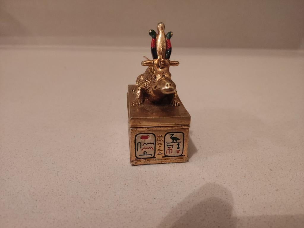 Egyptische Sobek Krokodil Beeldje met Hieroglyfen Doosje, Ophalen