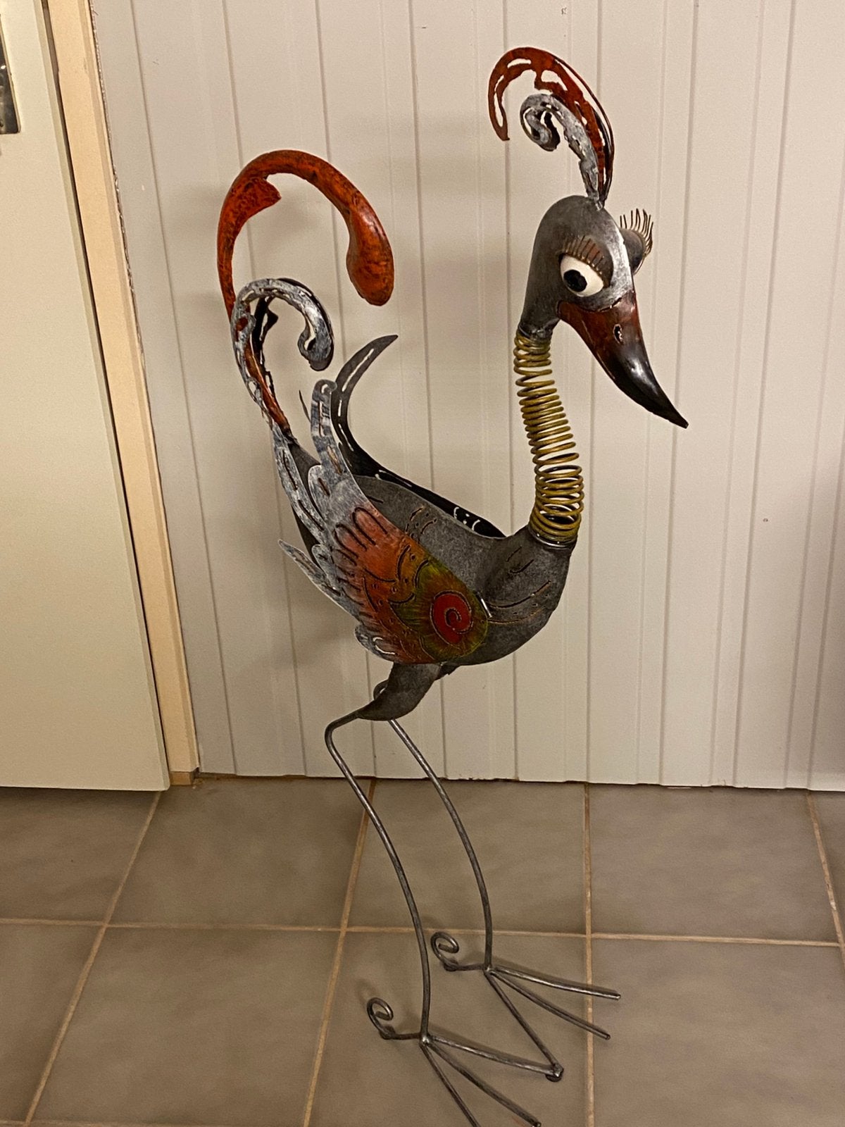 Te koop metalen vogel met windlicht functie, Tuin en Terras, Ophalen, Zo goed als nieuw