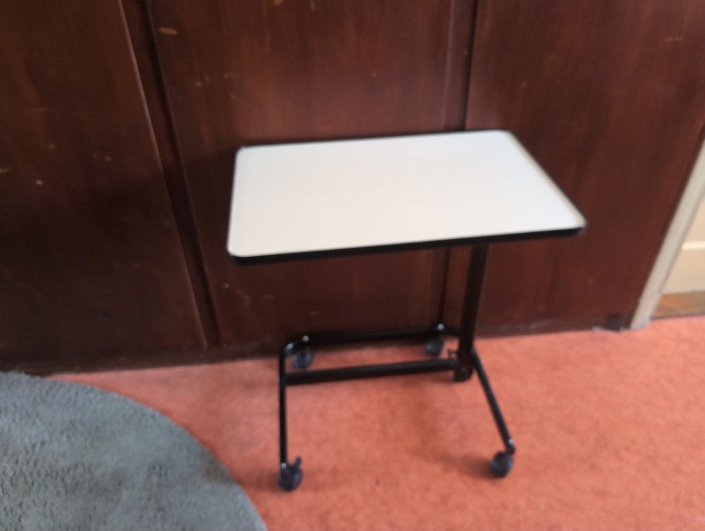 Bijzettafel, met wieltjes en in hoogte verstelbaar, Huis en Inrichting, Tafels | Sidetables, Ophalen, 25 tot 50 cm, Rond, 50 tot 100 cm