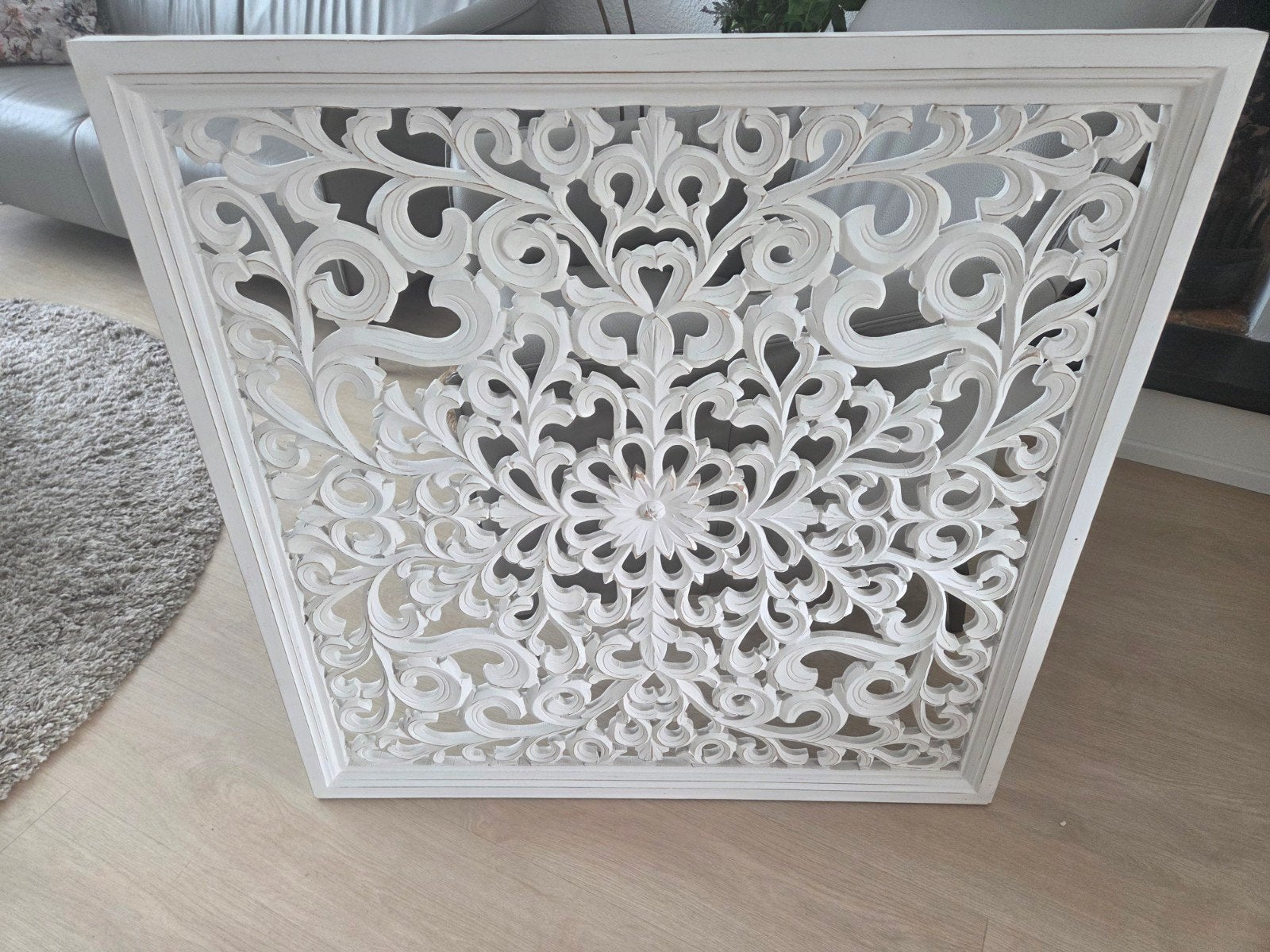 Decoratief wit houten paneel - PTMD Collection Home, Hout, Ophalen of Verzenden, Zo goed als nieuw, Modern