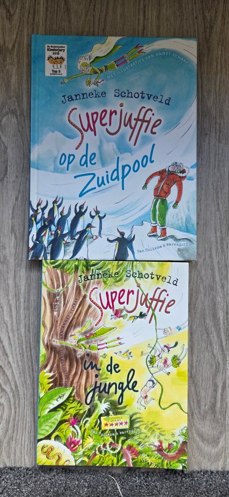 Superjuffie boeken: Op de Zuidpool & In de Jungle, Ophalen of Verzenden, Zo goed als nieuw, Janneke Schotveld, Fictie algemeen