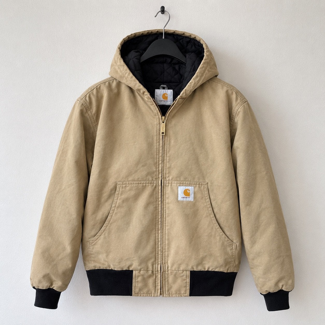 Carhartt jas beige met capuchon – M, Kleding | Heren, Jassen | Winter, Verzenden, Zo goed als nieuw, Maat 48/50 (M), Beige