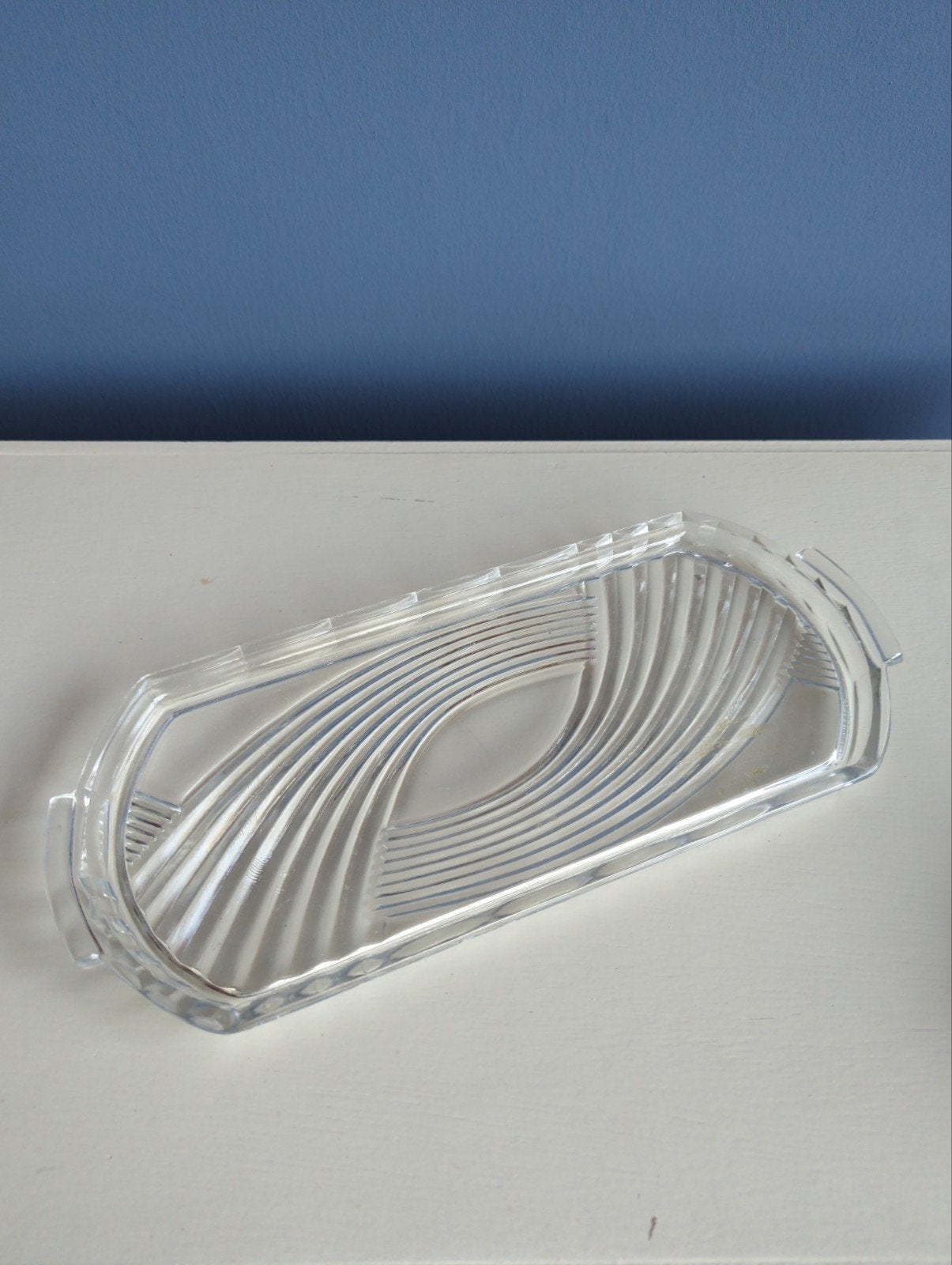 Glazen vintage schaal met art deco motief, Antiek en Kunst, Ophalen of Verzenden