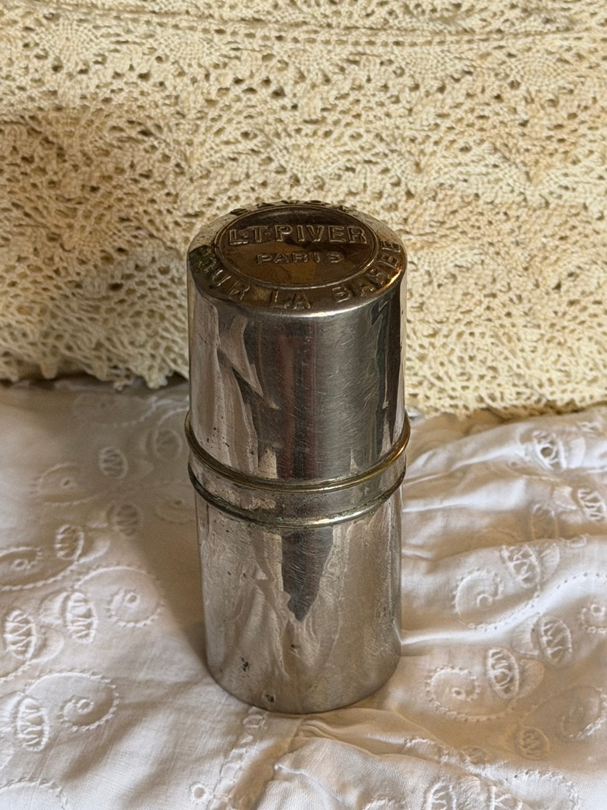 Brocante oude scheerzeep houder L T PIVER PARIS, Ophalen of Verzenden