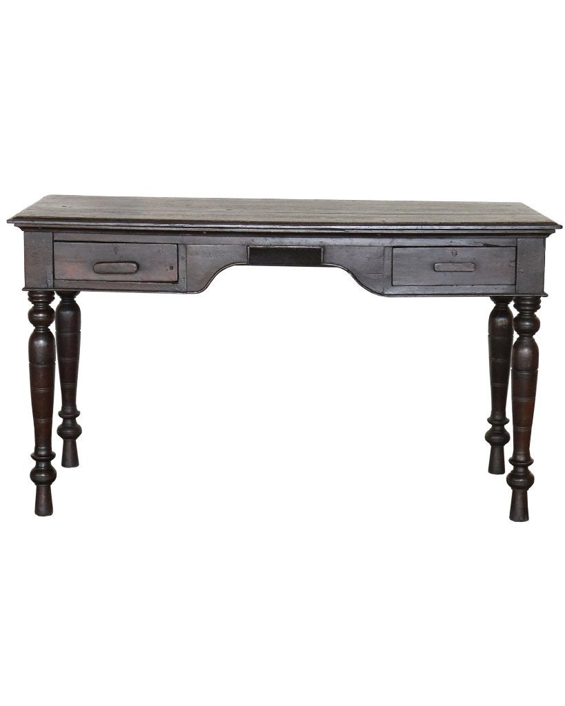 Antieke teakhouten sidetable met lades en gedraaide poten, Ophalen of Verzenden, Gebruikt, Hout