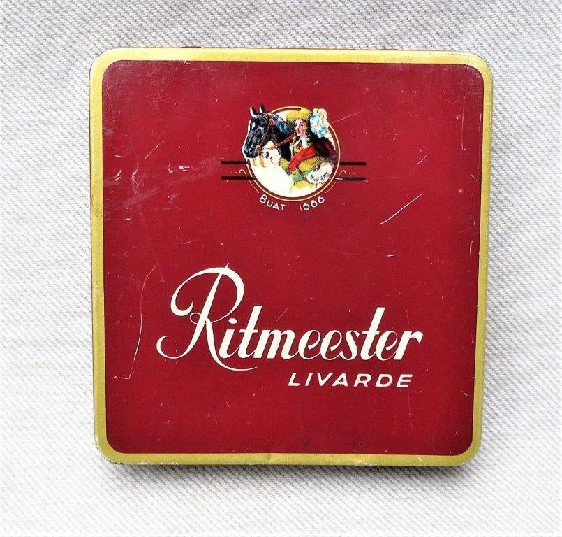 sigarenblik (leeg) Ritmeester buat 1666 Livarde 20 stuks., Ophalen of Verzenden, Gebruikt, Tabaksdoos of Verpakking
