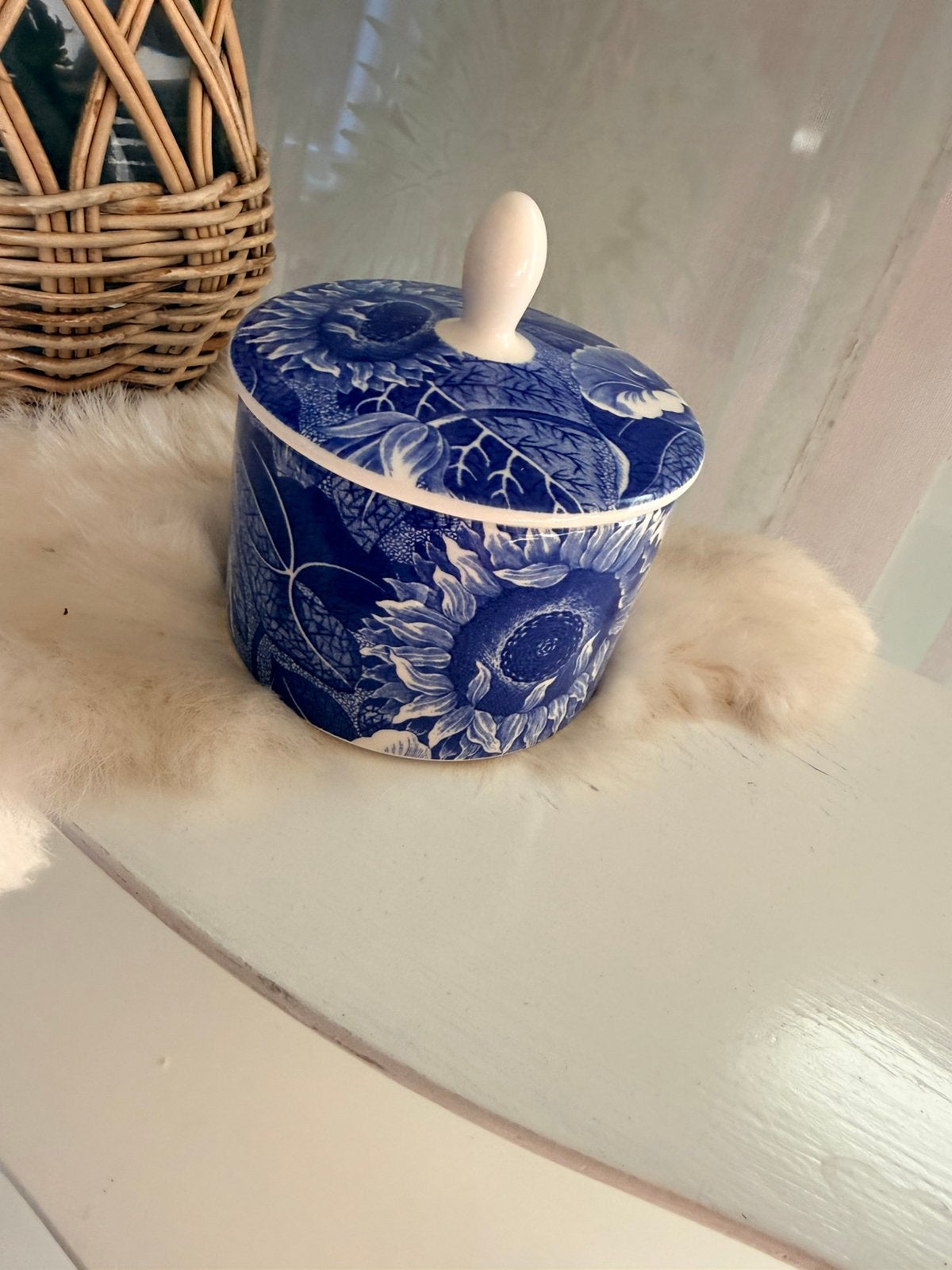 Spode Blue room Collection Sunflower honing of suikerpotje, Ophalen, Nieuw, Porselein, Bord of Schaal