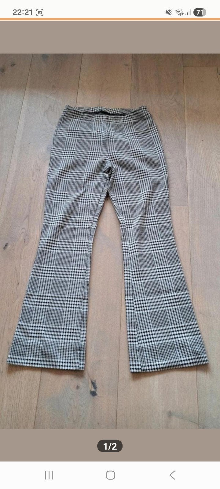 Geruite broek (stretch) met wijde pijp mt 38, Ophalen of Verzenden, Maat 38/40 (M), Lang