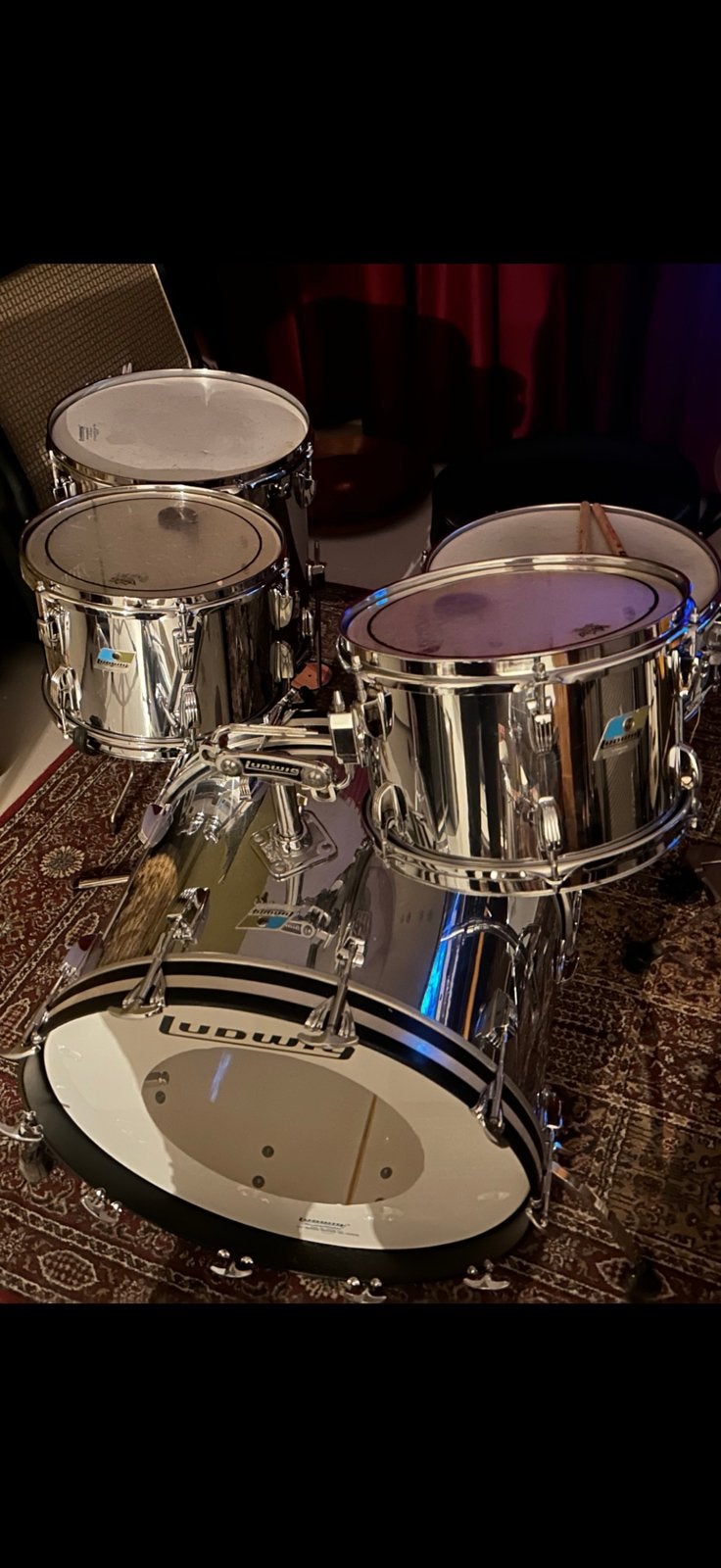 Ludwig Vistalite 1970 chrome over white, Ophalen, Gebruikt, Ludwig