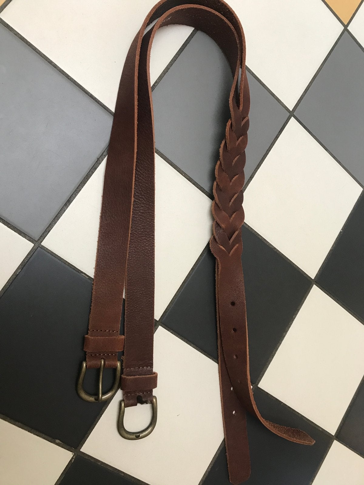 Hans ubbink bruine leer leren riem 90, 80 tot 90 cm, Echt leder, Heupriem, Ophalen of Verzenden