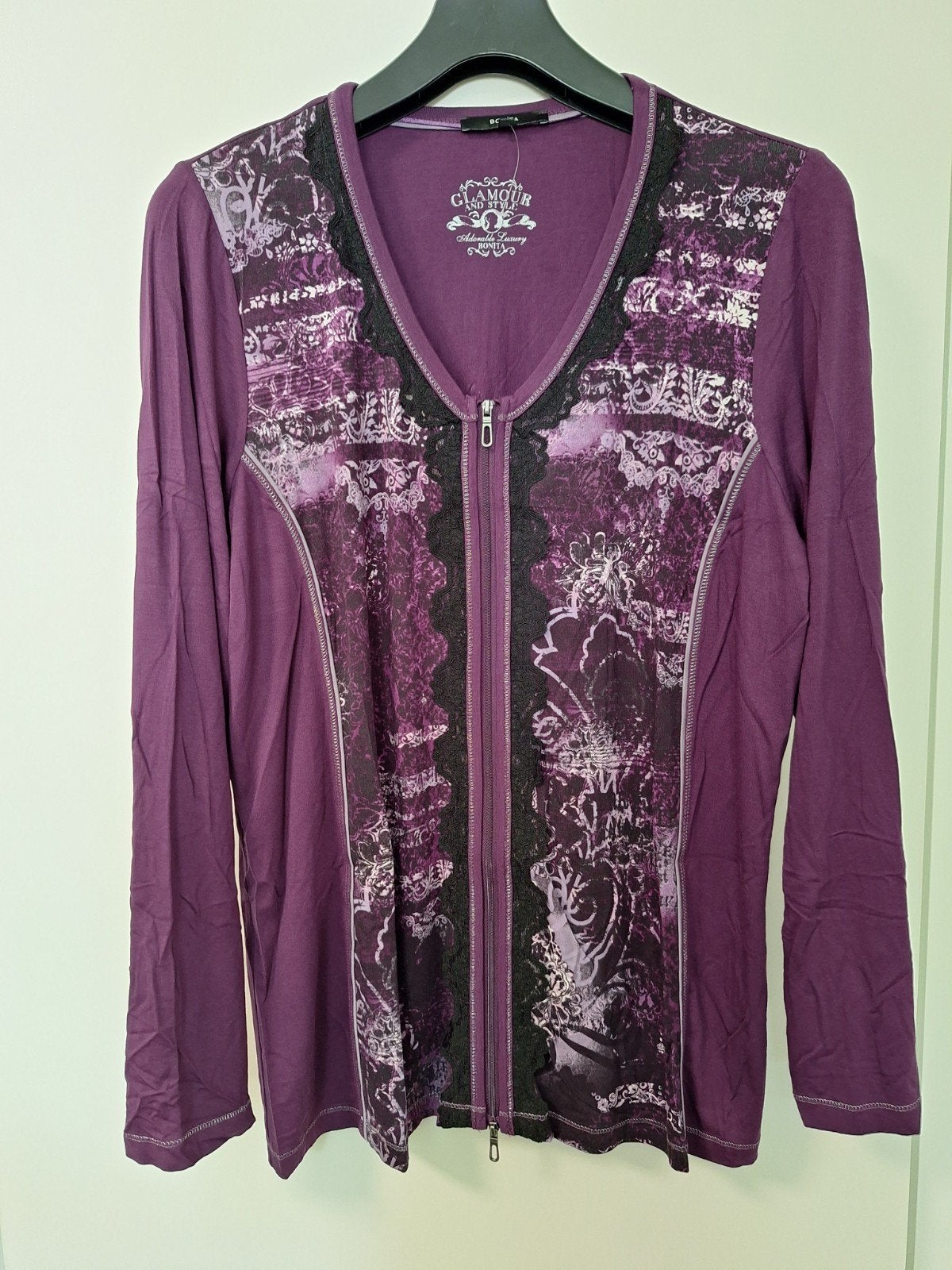 Bonita paarse blouse met lange mouwen en rits, maat XL, Ophalen, Paars, Maat 46/48 (XL) of groter, Nieuw