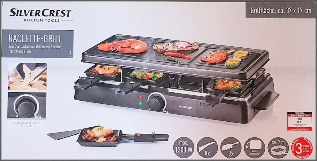 SILVERCREST Raclette Grill 1300W, Ophalen, Overige typen, Nieuw, Zwart