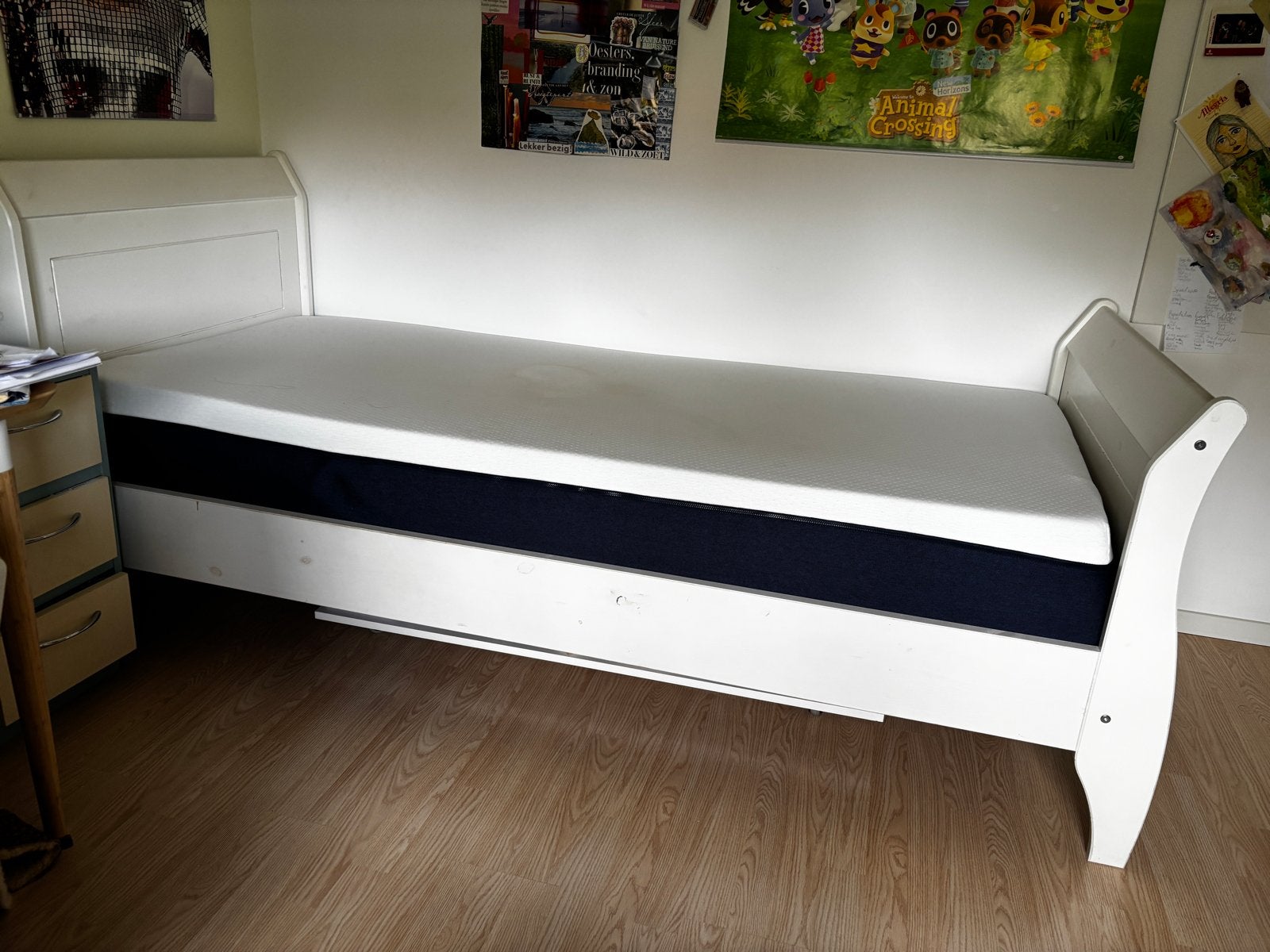 Wit eenpersoonsbed 90x200 cm (exclusief matras), Ophalen, Gebruikt, 90 cm, Eenpersoons