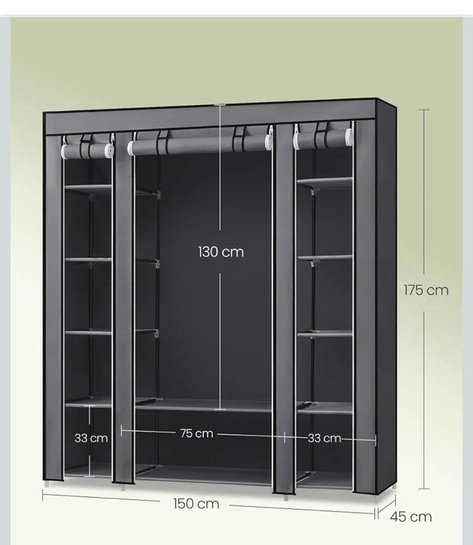 Songmics Kledingkast Grijs - 150x45x175 cm, Songmics, Nieuw, Ophalen of Verzenden, Songmics