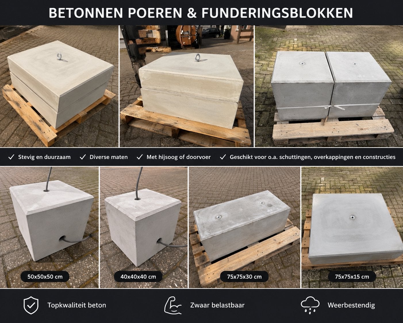 Betonnen poeren en funderingsblokken, maatwerk mogelijk, Ophalen, Cuneraweg 266, Nieuw, Koning beton