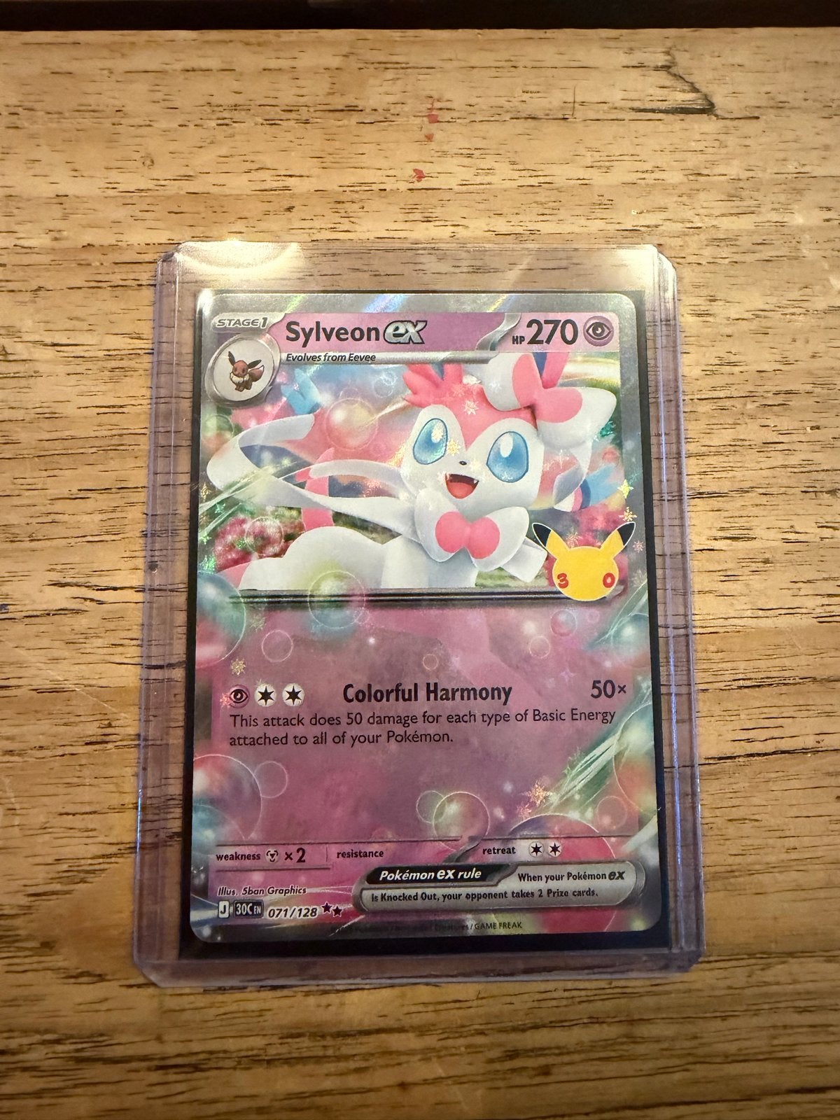Sylveon ex Pokémon Kaart - 30th Anniversary Editie, Ophalen of Verzenden, Zo goed als nieuw, Losse kaart, Foil