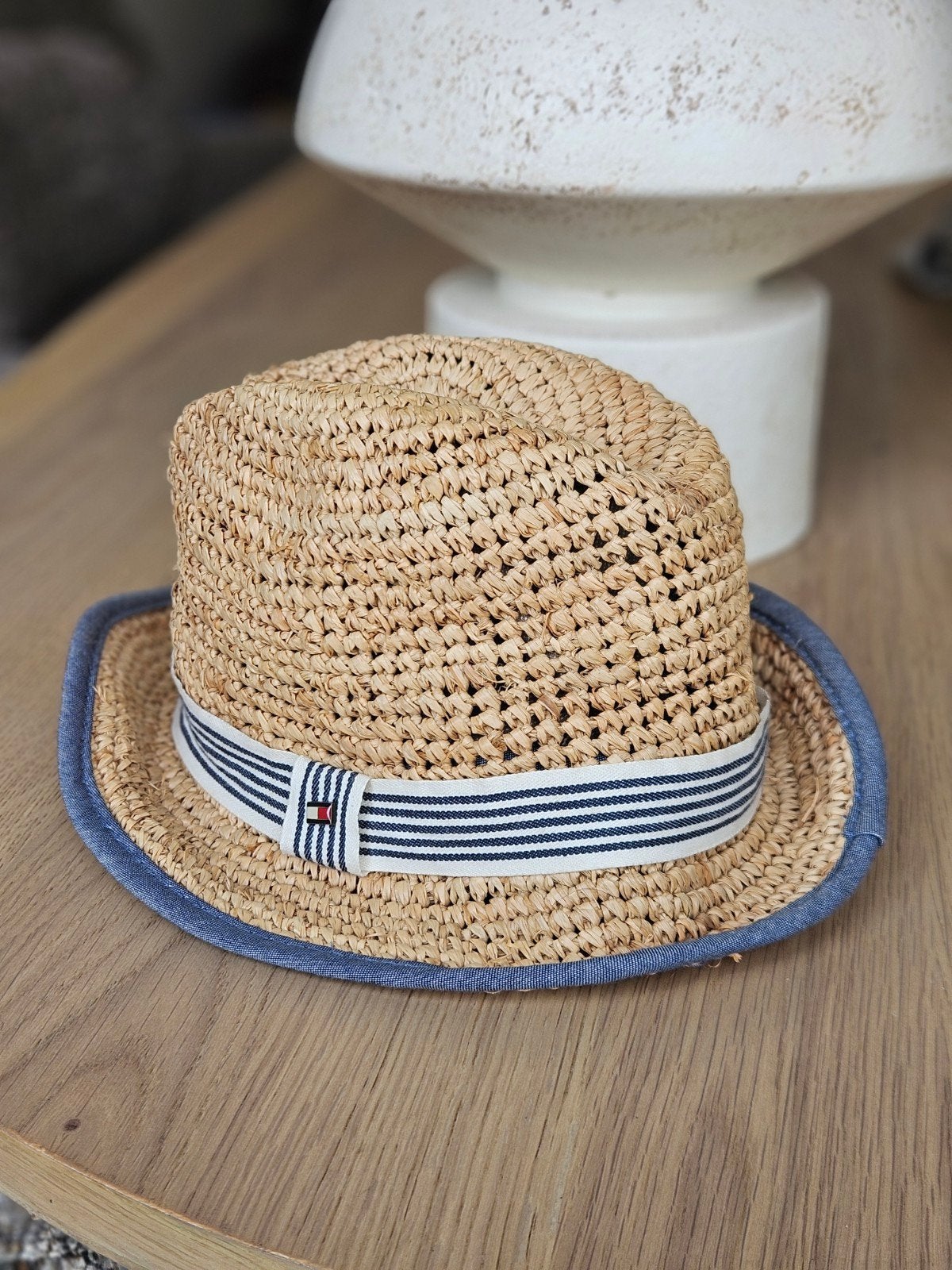 Tommy Hilfiger 100% stro hoedje unisex, Ophalen of Verzenden