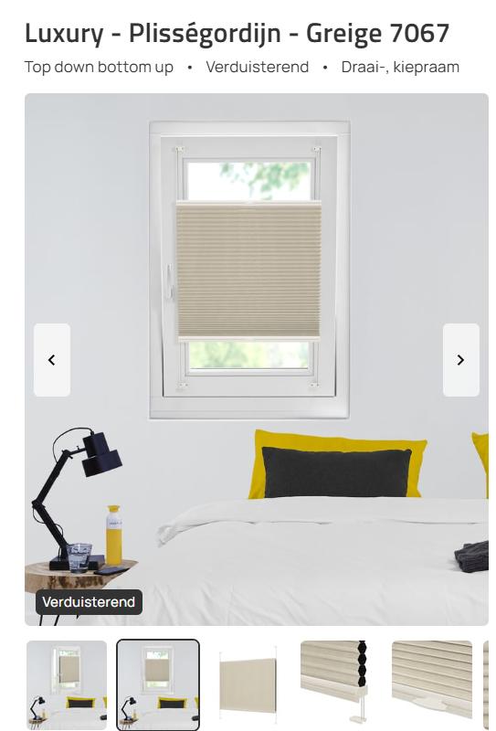 Luxury Plisségordijn Draaikiepraam Greige 7067 625 x 1345mm, Huis en Inrichting, Stoffering | Gordijnen en Lamellen, Nieuw, Beige