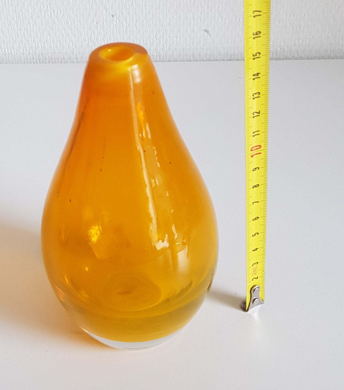 Vintage ambergele glazen vaas – Mondgeblazen, Verzenden