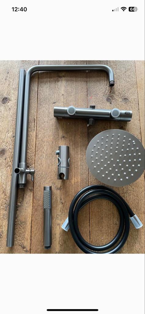 Revital Gun Metal Opbouw Doucheset + Extra Douchekop, Doe-het-zelf en Verbouw, Sanitair, Ophalen of Verzenden, Nieuw, Douche