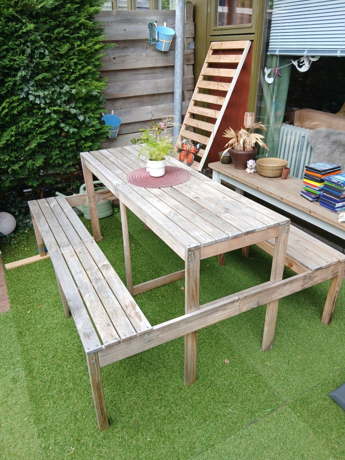 picknicktafel 6 tot 8 persoons, Ophalen, Zo goed als nieuw, Rechthoekig, Hout