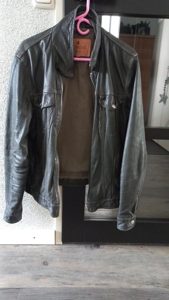 Een super stoer leren jasje van goosecraft in de kleur groen, Goosecraft, Ophalen of Verzenden, Zo goed als nieuw, Groen
