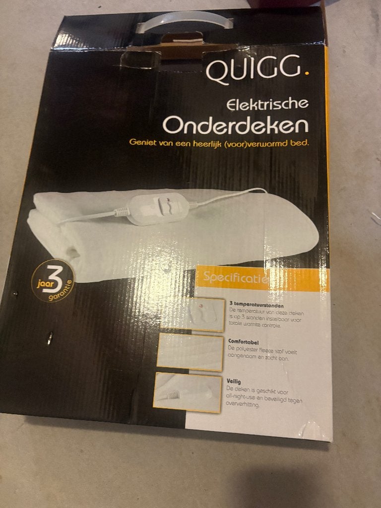 QUIGG Elektrische Onderdeken - Nieuw in doos, Huis en Inrichting, Eenpersoons, Wit, Nieuw, Ophalen of Verzenden