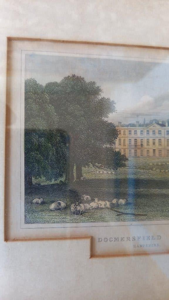 Mooie antieke ingelijste Engelse gravure van Hampshire 23 cm, 1800 - 1899, Stadsgezicht, Ophalen of Verzenden, Gravure