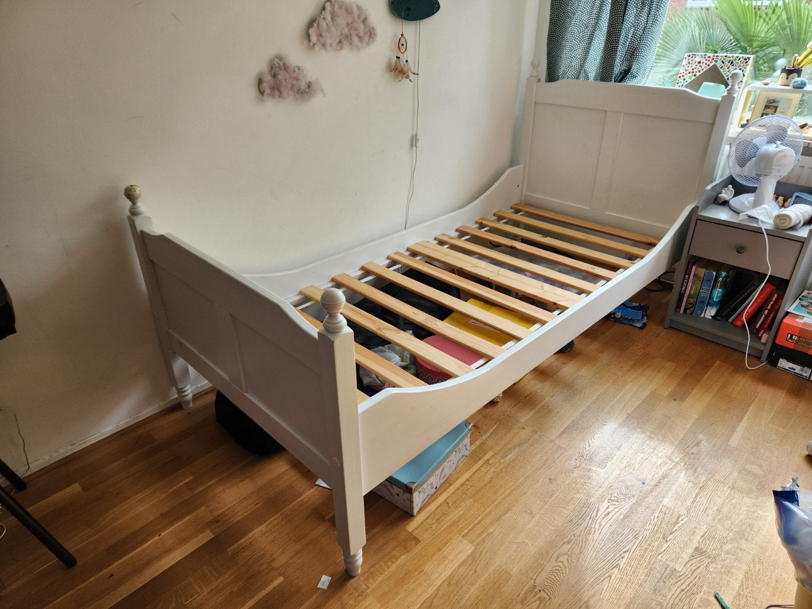 eenpersoonsbed hout, Huis en Inrichting, Ophalen, 90 cm, Eenpersoons, Wit