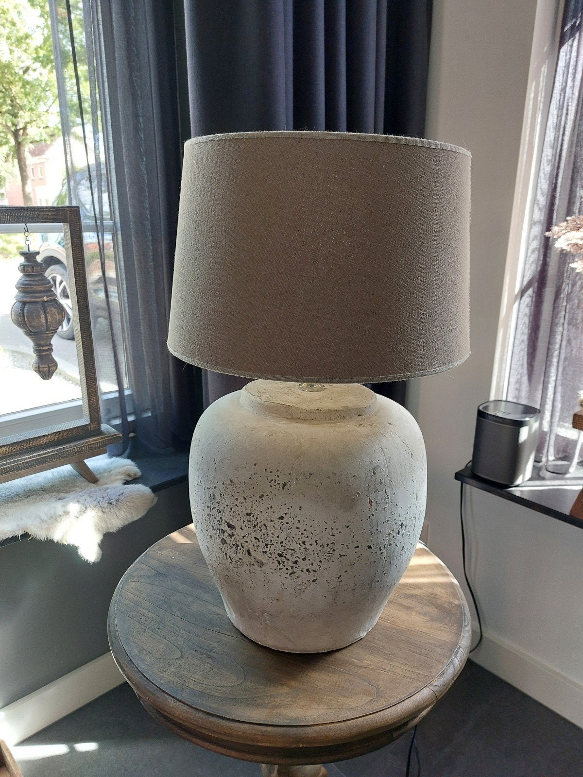 hele grote kruiklamp, Huis en Inrichting, Ophalen, Tafellamp, Beige, Rond