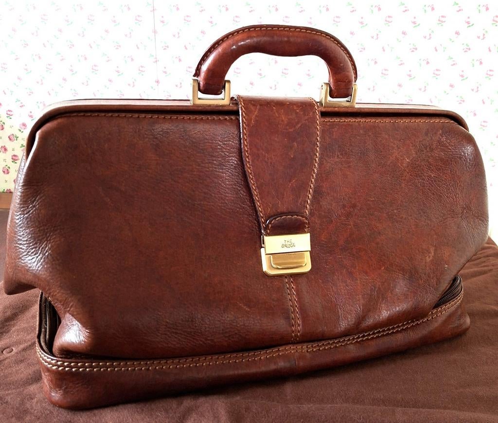 Bruin lederen dokterstas The Bridge, Sieraden, Tassen en Uiterlijk, Tassen | Reistassen en Weekendtassen, 40 tot 60 cm, 30 cm of meer