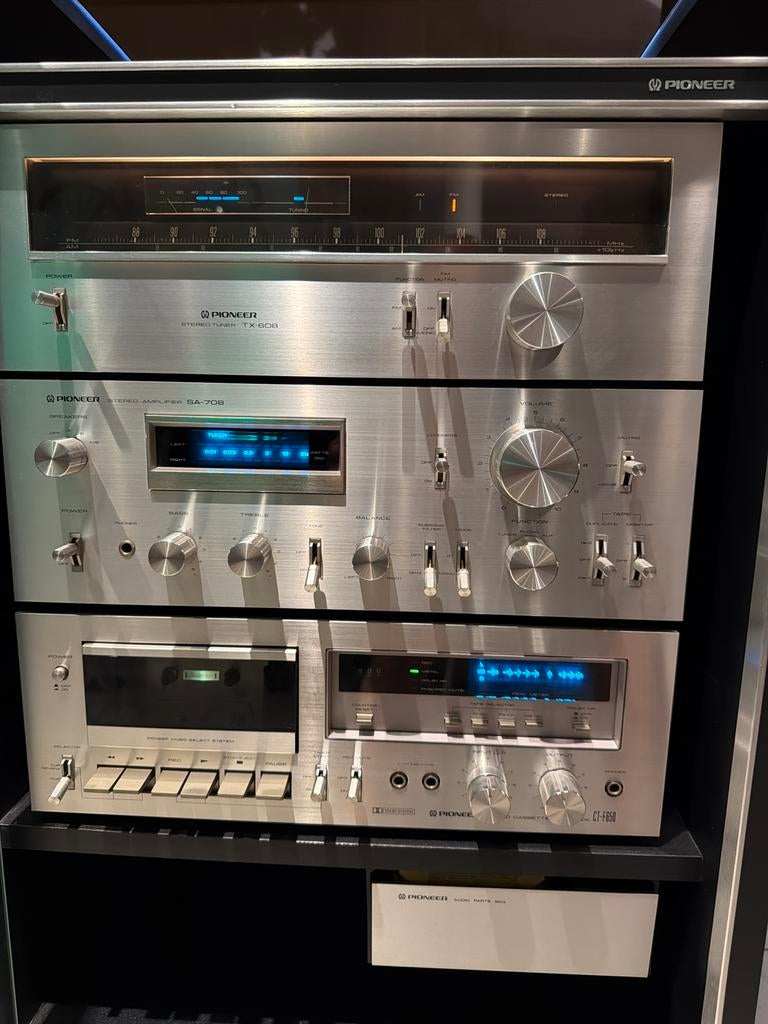 Pioneer Blue Line Vintage HiFi Set SA-708 TX-608 CT-F650, Ophalen, Zo goed als nieuw, Cassettedeck, Pioneer