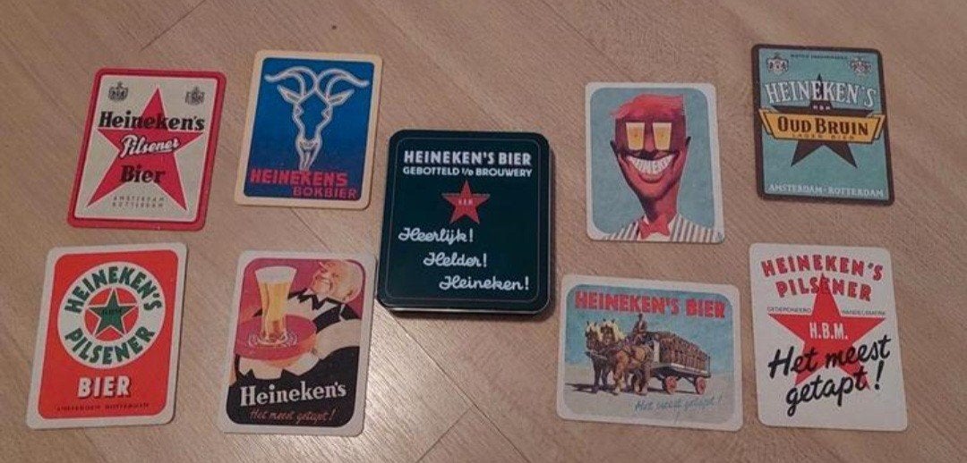 Vintage Heineken Bier Viltjes en Blikje Collectie, Ophalen
