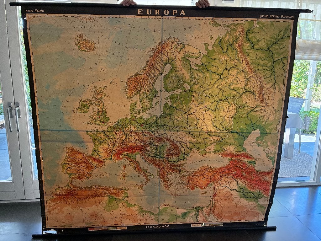 Oude schoolwandkaart Europa – ca. 1970, Boeken, Atlassen en Landkaarten, Haack - Painke, Europa Overig, Landkaart, 1800 tot 2000