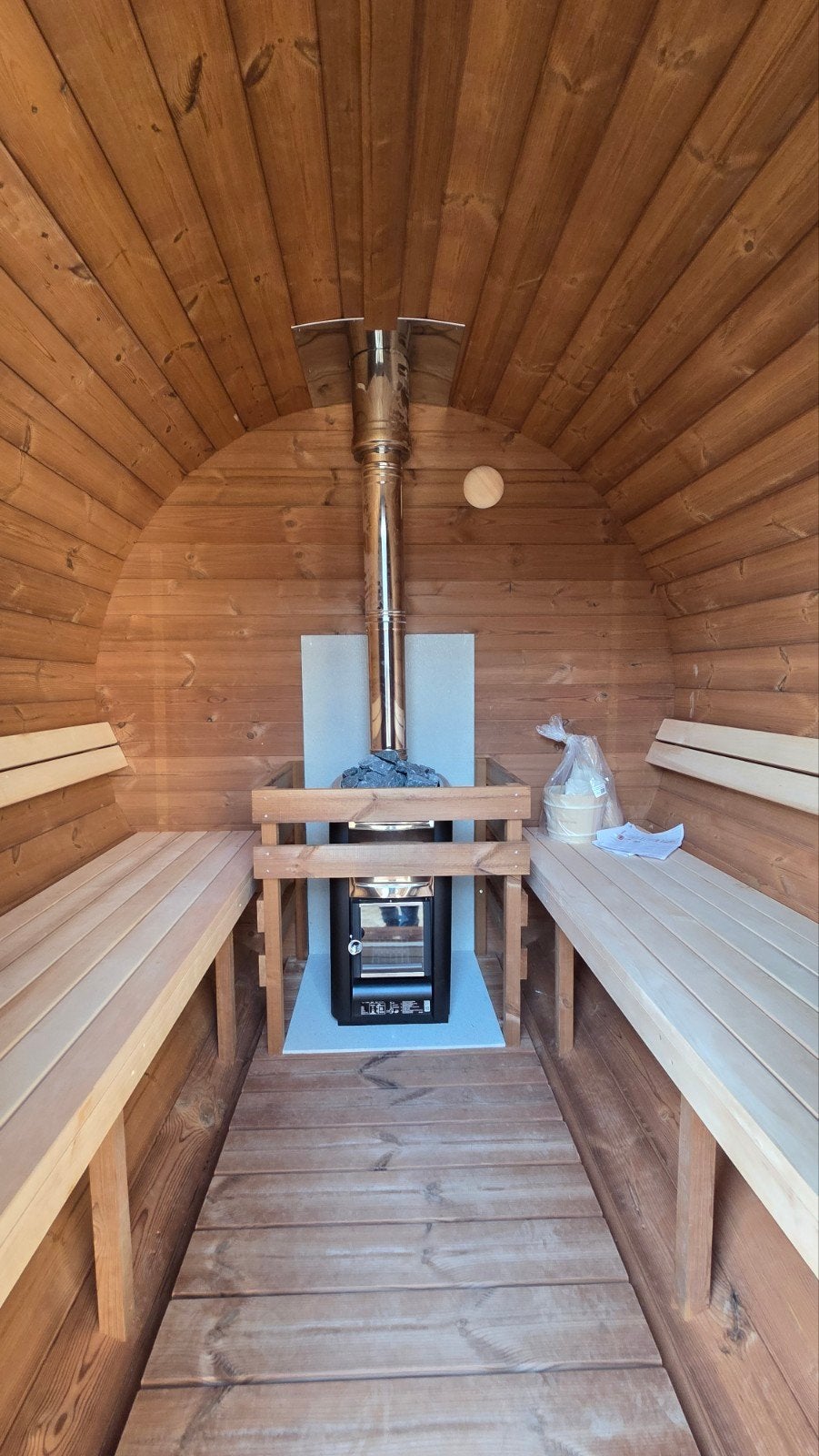 2,5M Barrel Sauna Gratis Levering en Plaatsing, Sport en Fitness, Verzenden, Nieuw, Fins of Traditioneel, Complete sauna