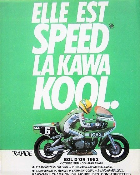 21 vintage advertenties Kawasaki motorfiets 1978-98 motor, Ophalen of Verzenden, Zo goed als nieuw, Motoren