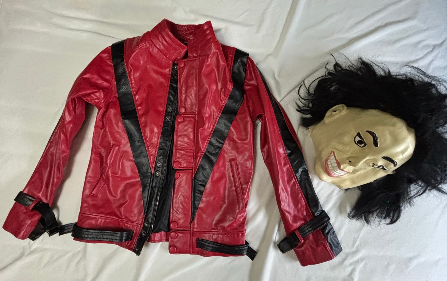 Michael Jackson Thriller Jacket + masker, Ophalen of Verzenden, Zo goed als nieuw, Carnaval
