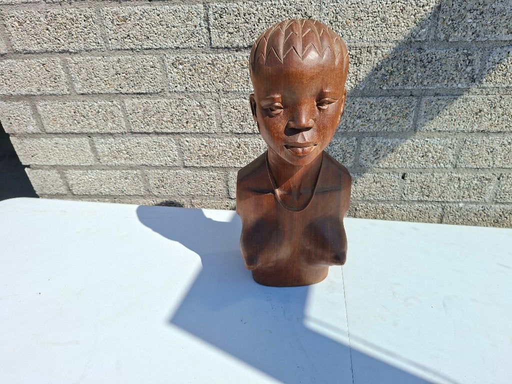 antiek grote hout handgemaakt vrouwenbeeld torso, Ophalen of Verzenden, Handgemaakt, Buste