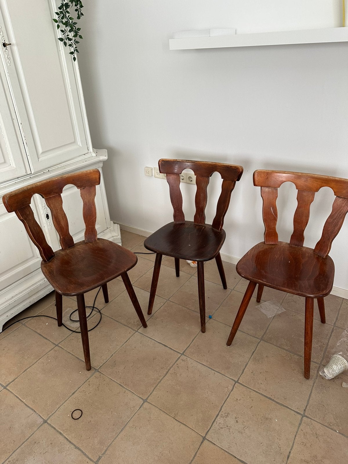 Retro cafe stoelen, Ophalen, Gebruikt, Bruin, Vijf, Zes of meer stoelen
