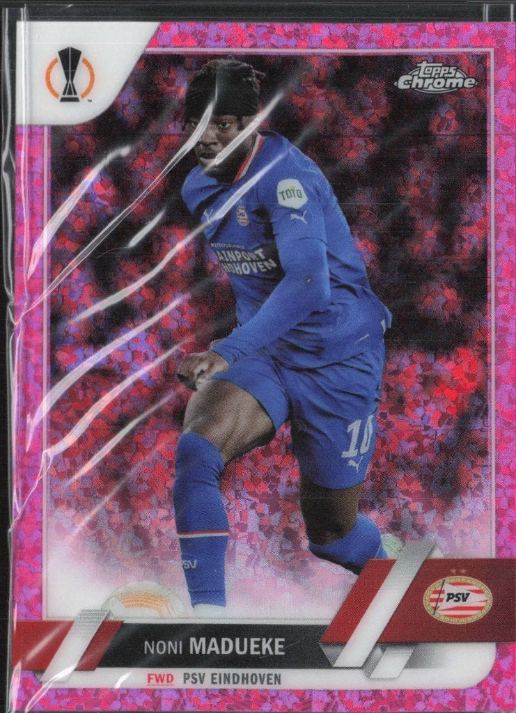 Noni Madueke /175 Topps Chrome UEFA PSV Pink, Ophalen of Verzenden, Zo goed als nieuw, Plaatje