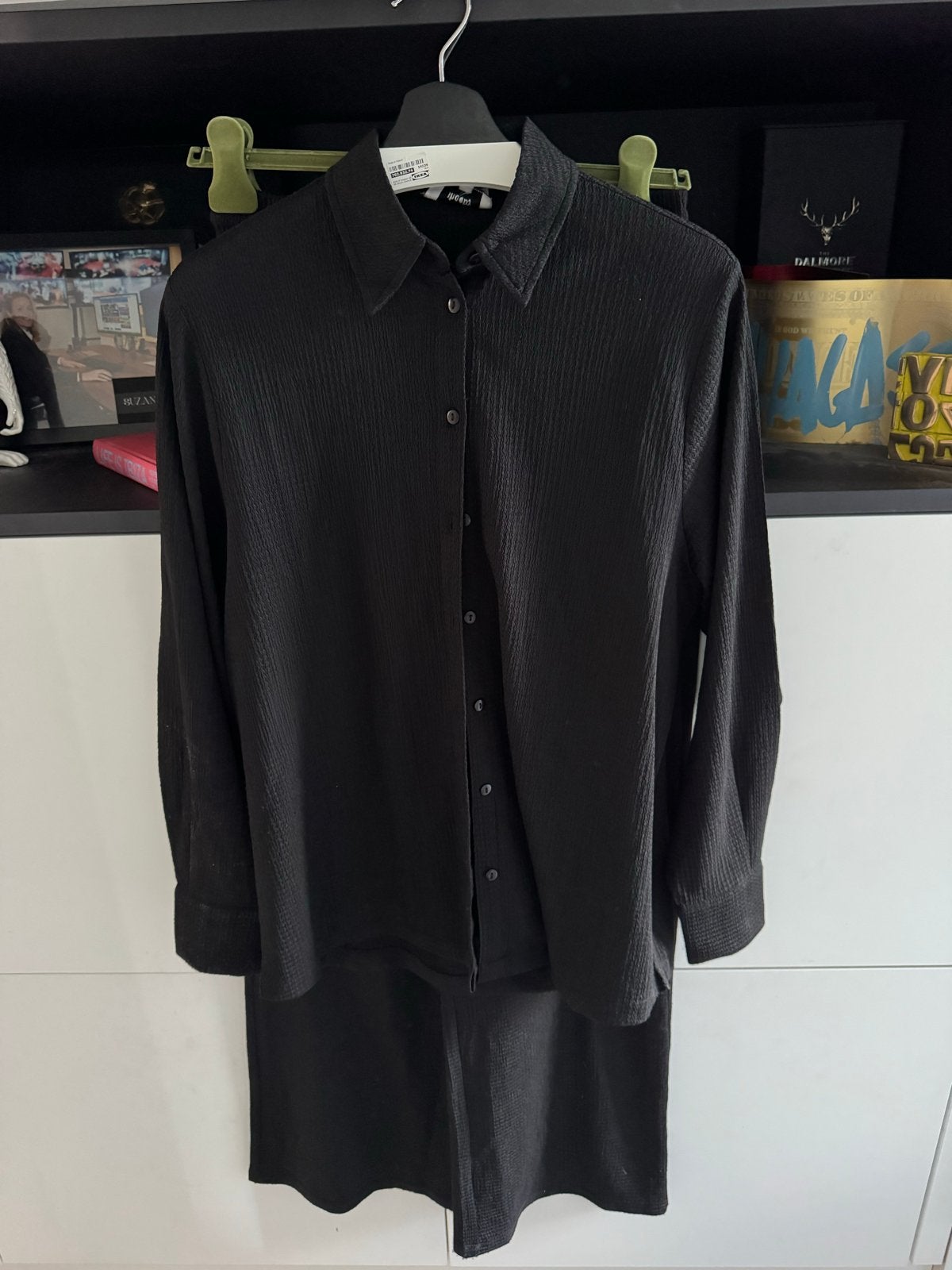 Shoeby zomerse set crinkle stof - broek M, blouse M/L, Kleding | Dames, Broeken en Pantalons, Zwart, Zo goed als nieuw, Lang, Ophalen