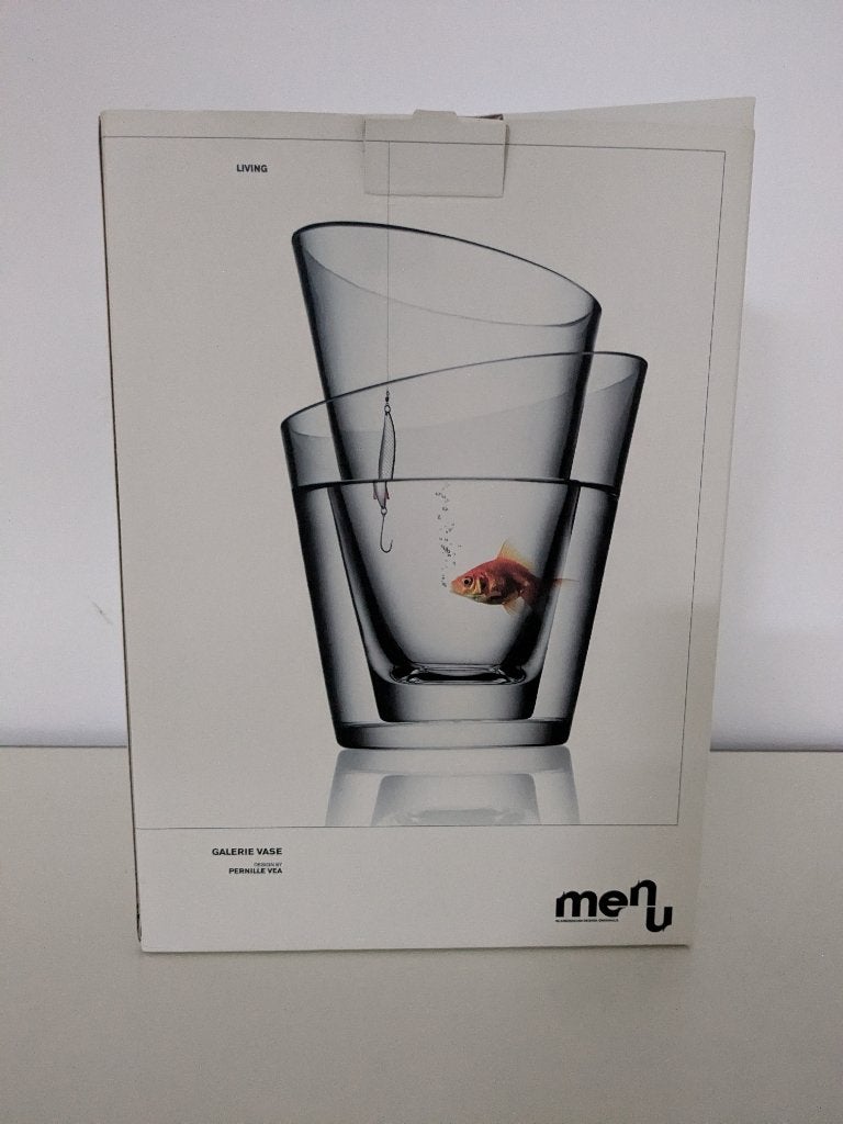 Twee vazen blank glas 3 in 1 merk MENU Galerie Vase Vintage, Ophalen, Handgemaakt, Transparant, Nieuw