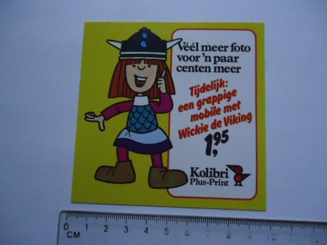 sticker oud Wickie de Viking strip cartoon jaren 70 seventie, Ophalen of Verzenden, Zo goed als nieuw, Bedrijf of Vereniging