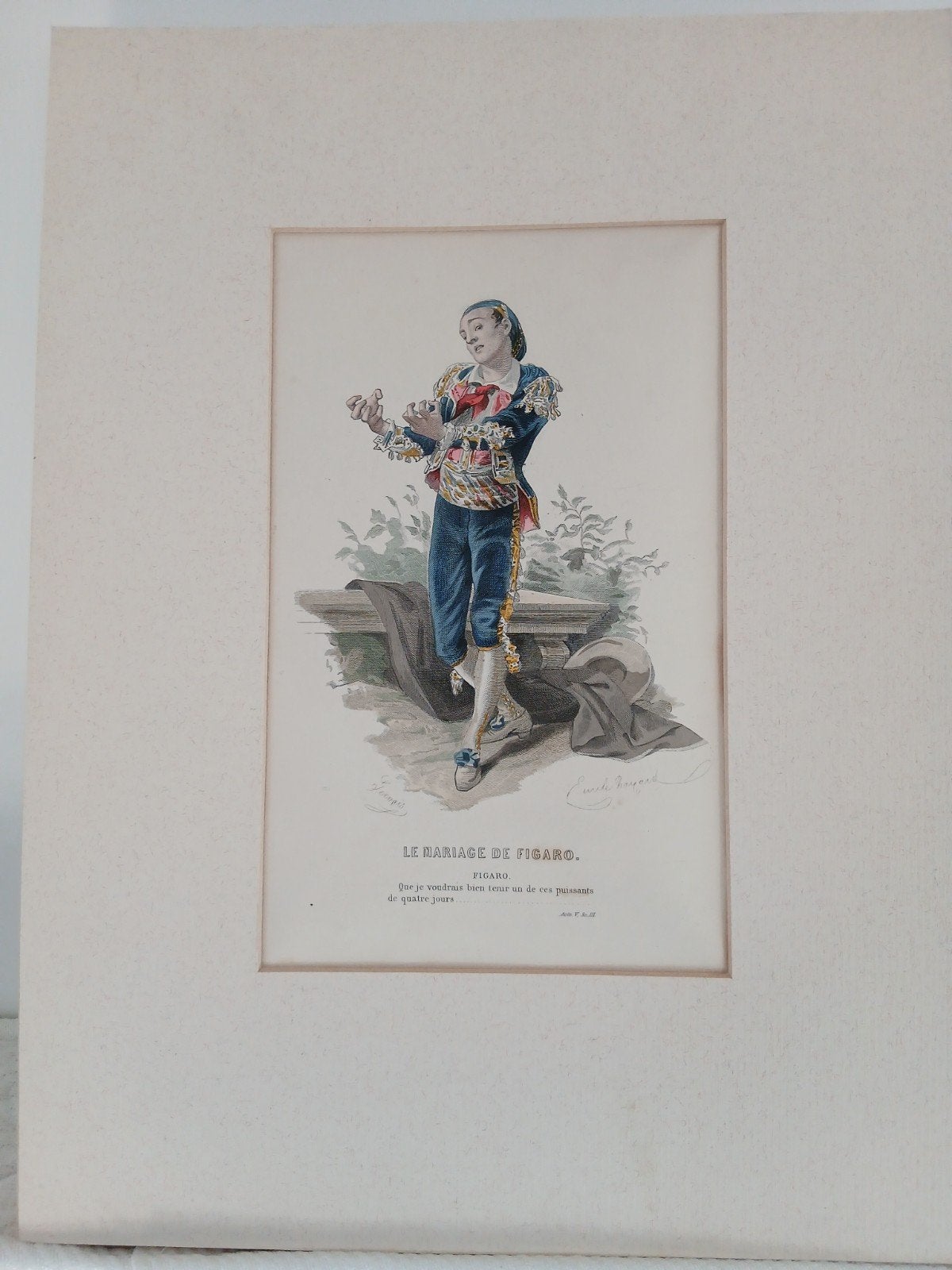 Set van 8 handgekleurde gravures: Le Mariage de Figaro, Ophalen