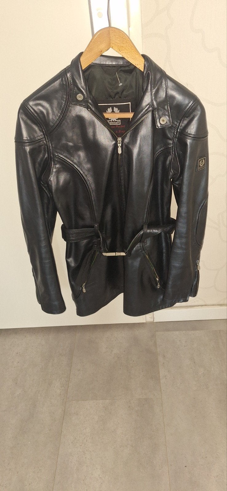 Belstaff motorjas leer - 42, Zwart, Maat 42/44 (L), Nieuw, Ophalen of Verzenden